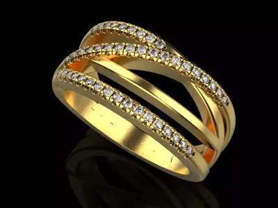 jewelry ring with paths and stones 3D print model