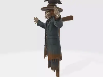 Scarecrow Skeleton Figurine with Crow Gothic Halloween Decor 3D print model