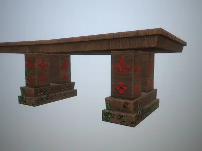Old Wooden Bench Free low-poly 3D model