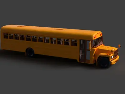 Chinese school bus figure  Low-poly 3D model