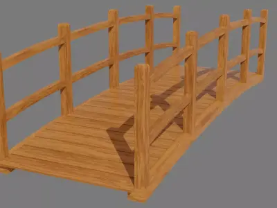 Wooden bridge pack Low-poly 3D model