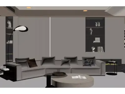 Modern light luxury living room 3D model 4