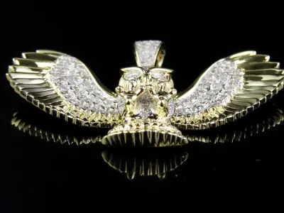 Ladies Owl Round Diamond Pendant 3D print model