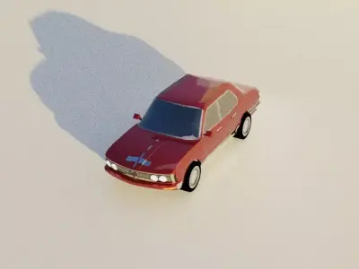 3D Model of Classic 1970s Four-Door Sedan 3D model