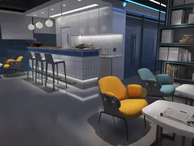 Office interio Low-poly 3D model