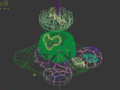 Game Cartoon Building - Experience Tower Damage Status 02 3D model