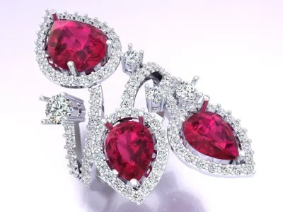 Gemstone rings - Teardrop-stone ring - Diamond rings - N3836 3D print model