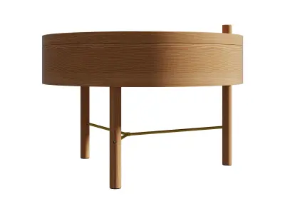 Homary Modern Round Wood Rotating Tray Coffee Table with Storage 3D model