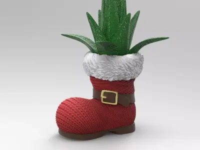 christmas succulent vase paper noel plant 3D print model