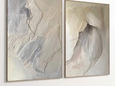 Plaster Two Photo Frame 257 Low-poly 3D model