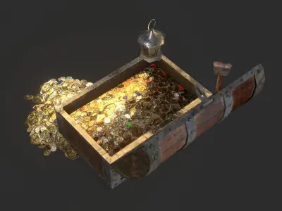 Pirate Treasure Chest Low-poly 3D model