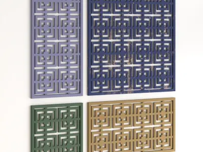 Arabic Islamic pattern wood decorative plaster 3D model 2