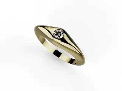 One stone gem diamond ring 3D print model 3D print model