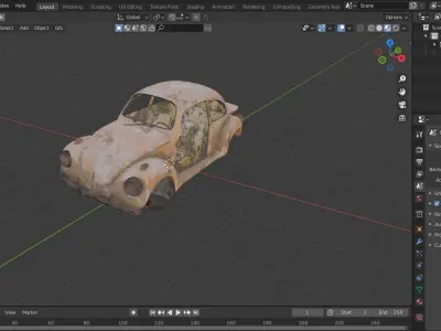 Old rusted car 3D model
