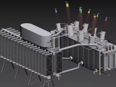 Ultra fine 220kV Electrical transformer Low-poly 3D model