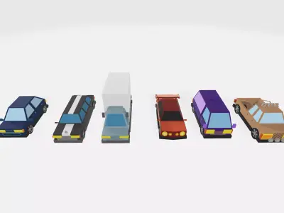 Low poly vehicle for Game wheels can spin Free low-poly 3D model