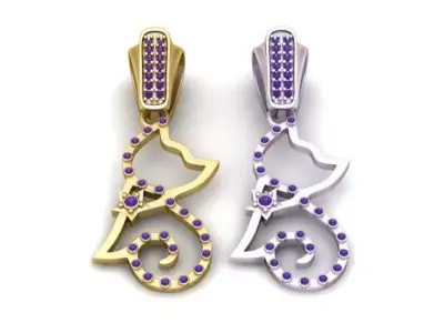 Cat Outline Pendant 3D print model