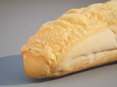 Baguette with cheese Game ready 5K triangles 4K PBR textures Low-poly 3D model