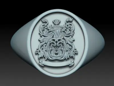 Heraldic Crest ring  Coat of Arms 3D print model