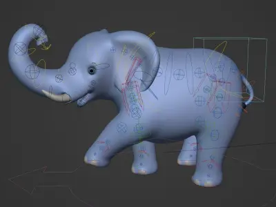 Cartoon Elephant with FK and IK Rigging Low-poly 3D model