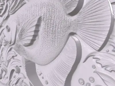 AngelFish 8 basrelief for 3D printing 3D print model