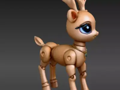 Christmas Reindeer Articulated Holiday Reindeer 3D Print Model Low-poly 3D model