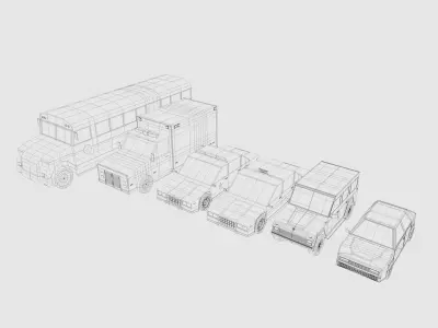 Cartoon Cars Low-poly 3D model