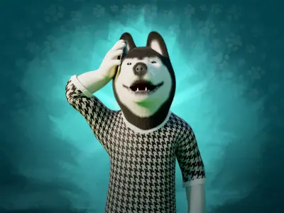 Jack humanoid dog character  3D model