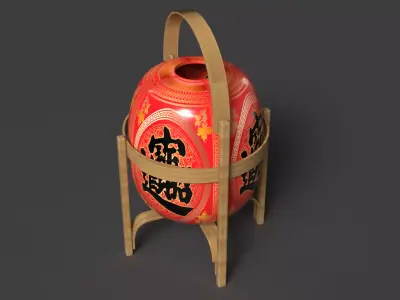 Chinese  red  lantern   Low-poly 3D model