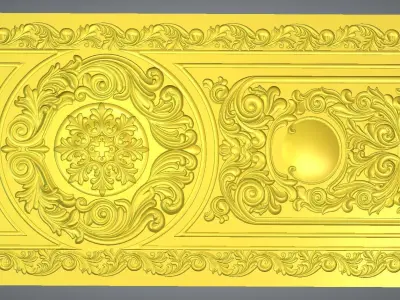  double door  classical design antique carved 3D model