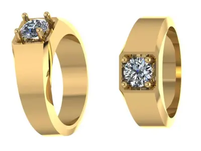 Silver Signet Ring with 1 Carat Moissanite 3D print model