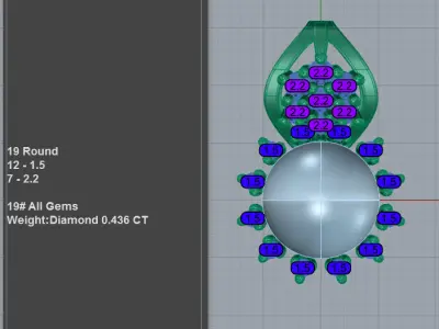 Halo Diamond Pearl Pendant Necklace 3D print model