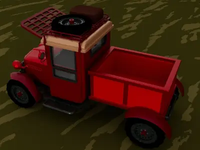 Vintage Pickup truck Low-poly 3D model