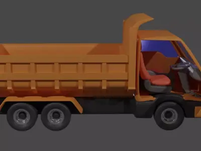 A Cartoon Truck and The Interior 3D model