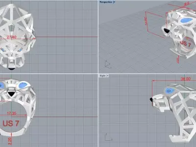 Panther Ring Skeleton 3D print model