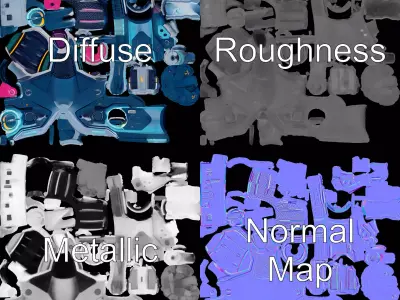 Cyber Pulse Blaster model pack Low-poly 3D model