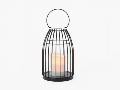 lantern03 caged lantern with candle inside 3D model