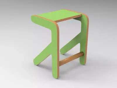 Little Row Chair Low-poly 3D model