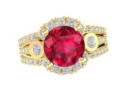 Luxury Ruby Diamond Ring for Women 1727 3D print model