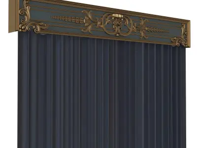 Cornice Classic Curtain 019 Low-poly 3D model