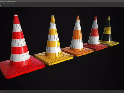 Free 5 Cone Pack  Low Poly PBR Unity  Unreal Ready 2K PNG Free low-poly 3D model
