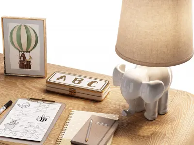 Study Room Desk For Teenager and Kids N05 3D model