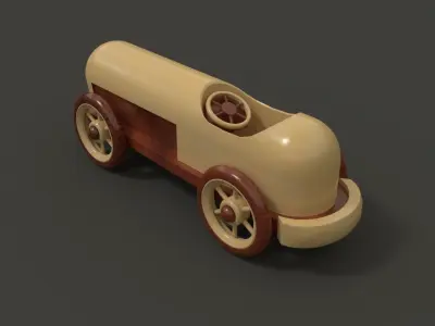 Wooden sport toy car 3D model