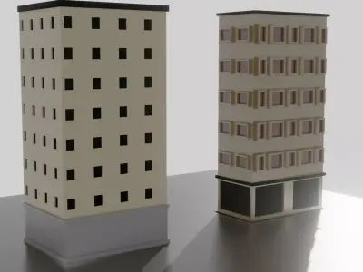2 Small Buildings Low-poly 3D model