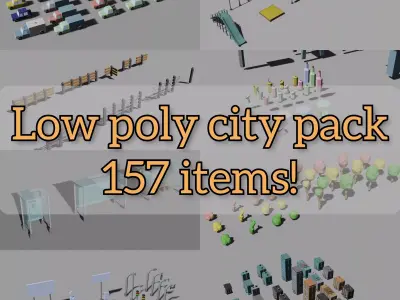 Stilyzed city pack Low-poly 3D model