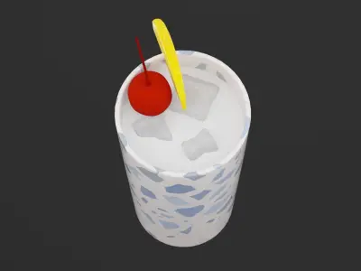 Cherry Lemon Cocktail Low-poly 3D model