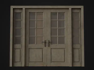 Old Dirty Wooden Door 06 Low-poly 3D model
