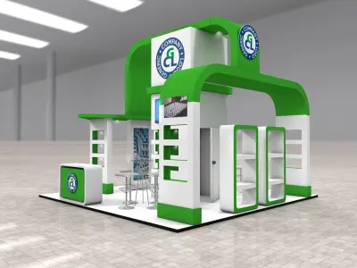 Exhibition Stand Booth stall 6x6m Height 500cm 4 Sides Open 3D model