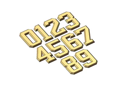 Chamfered NBA font numbers set 3D print model