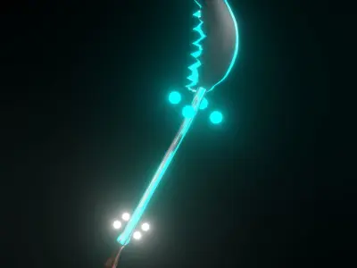 SPEAR DRAGON NAGINATA WITH SPEARS ON THE BACK AND ENERGY BALL Low-poly 3D model